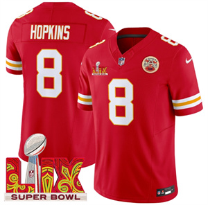 Kansas City Chiefs Super Bowl LIX Patch Vapor Limited   Jersey - All Stitched  Red DeAndre Hopkins 8