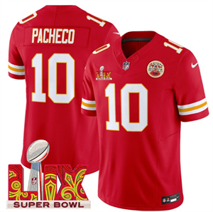 Kansas City Chiefs Super Bowl LIX Patch Vapor Limited   Jersey - All Stitched  Red Isiah Pacheco 10