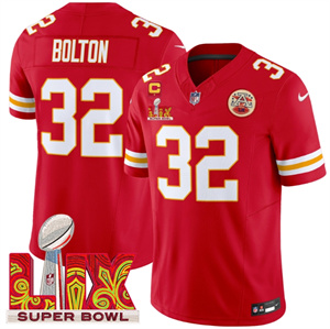 Kansas City Chiefs Super Bowl LIX Patch Vapor Limited   Jersey - All Stitched  Red Nick Bolton 32
