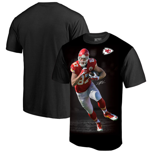 Kansas City Chiefs Travis Kelce NFL Pro Line By Fanatics Branded NFL Player Sublimated Graphic T Shirt Black