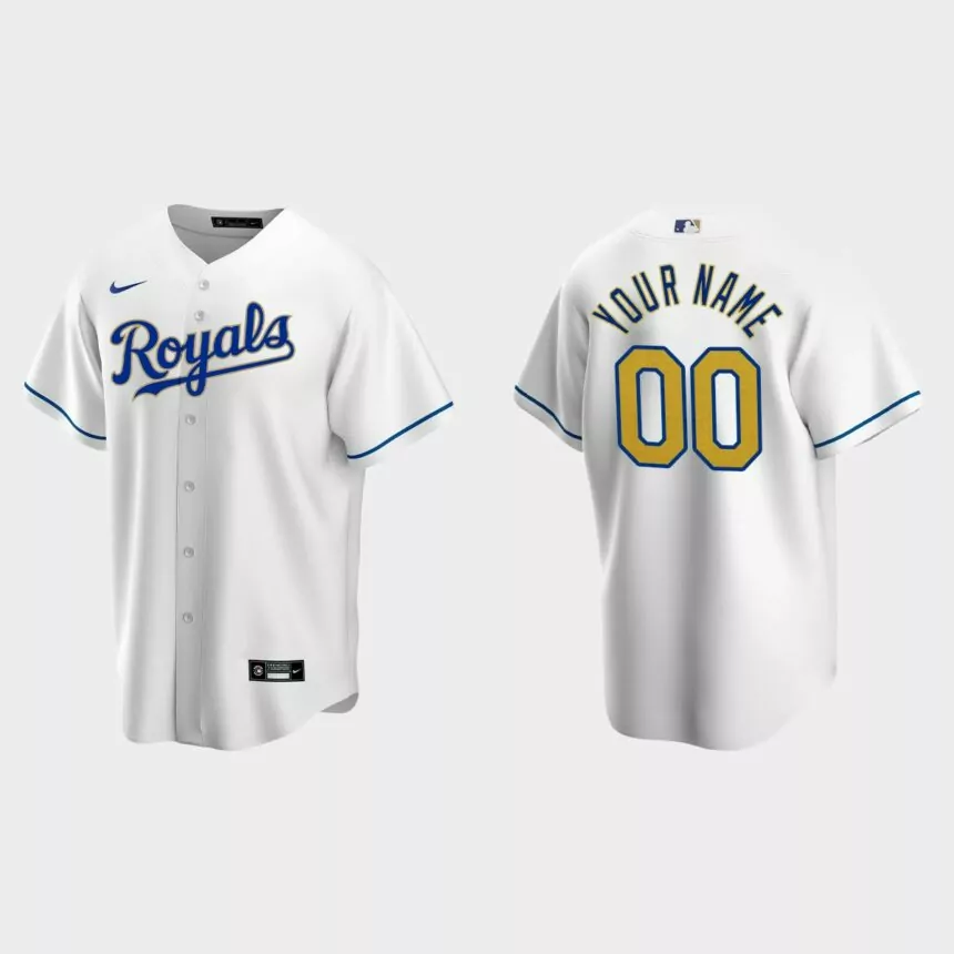 Kansas City Royals #00 Custom Cool Base Replica Home Jersey – White