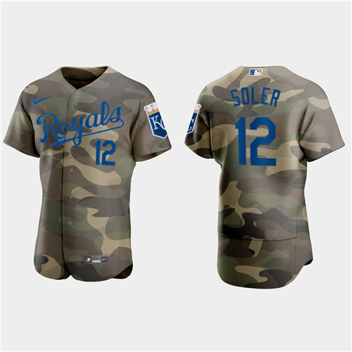 Kansas City Royals #12 Jorge Soler Men's Nike 2021 Armed Forces Day Authentic MLB Jersey -Camo