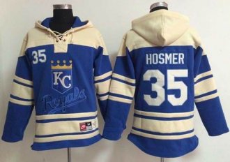 Kansas City Royals #35 Eric Hosmer Light Blue Sawyer Hooded Sweatshirt Baseball Hoodie