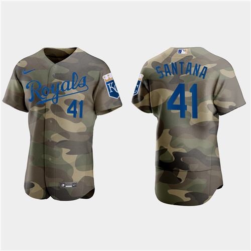 Kansas City Royals #41 Carlos Santana Men's Nike 2021 Armed Forces Day Authentic MLB Jersey -Camo