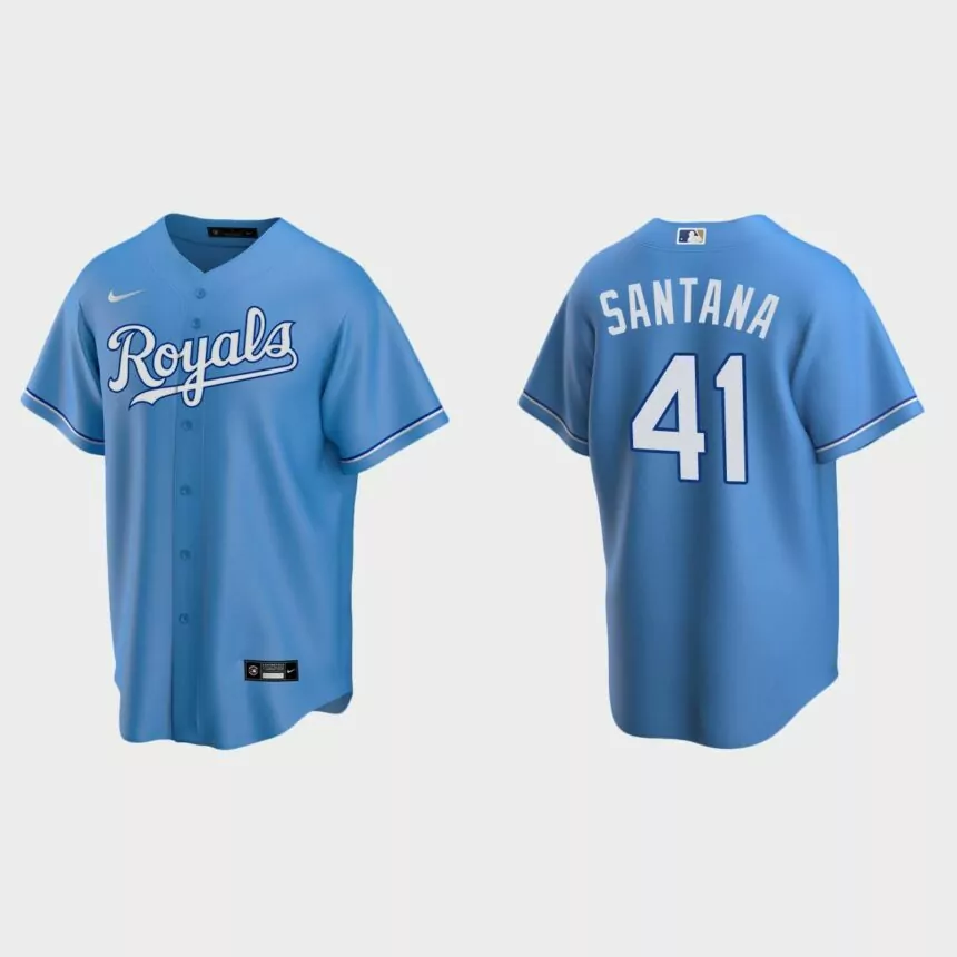 Kansas City Royals #41 Carlos Santana Replica Alternate Jersey – Light Blue