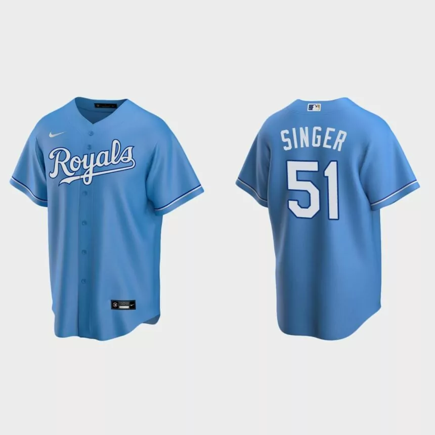 Kansas City Royals #51 Brady Singer Replica Alternate Jersey – Light Blue
