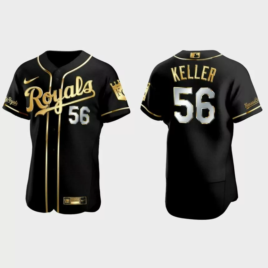 Kansas City Royals #56 Brad Keller Golden Edition Authentic Jersey – Black