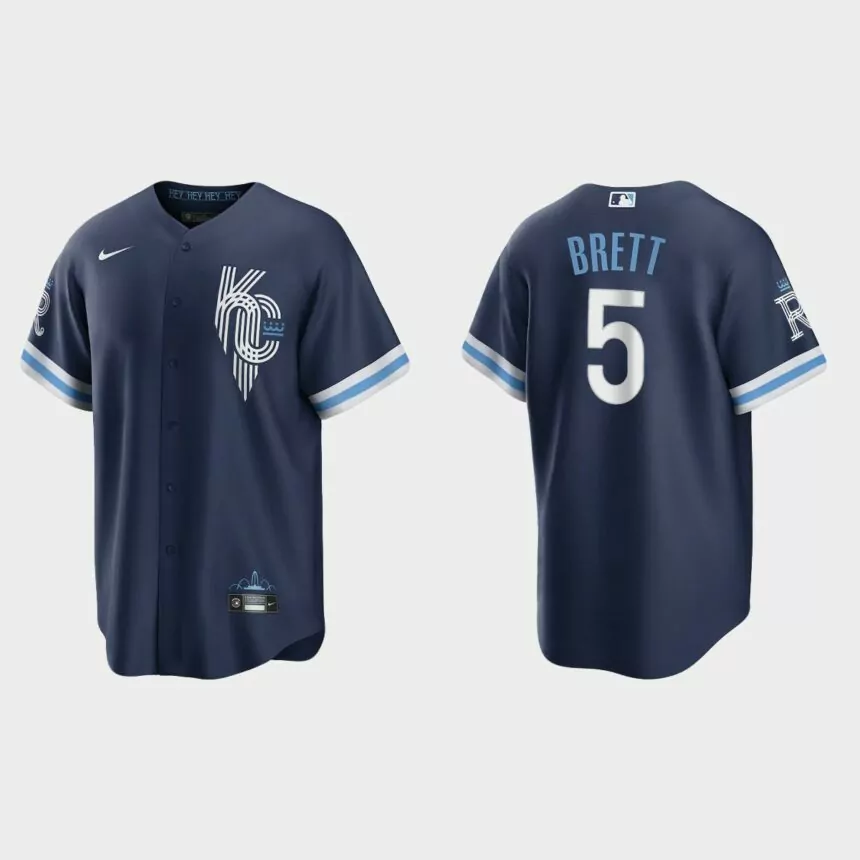 Kansas City Royals George Brett 2022 City Connect Replica Jersey – Navy