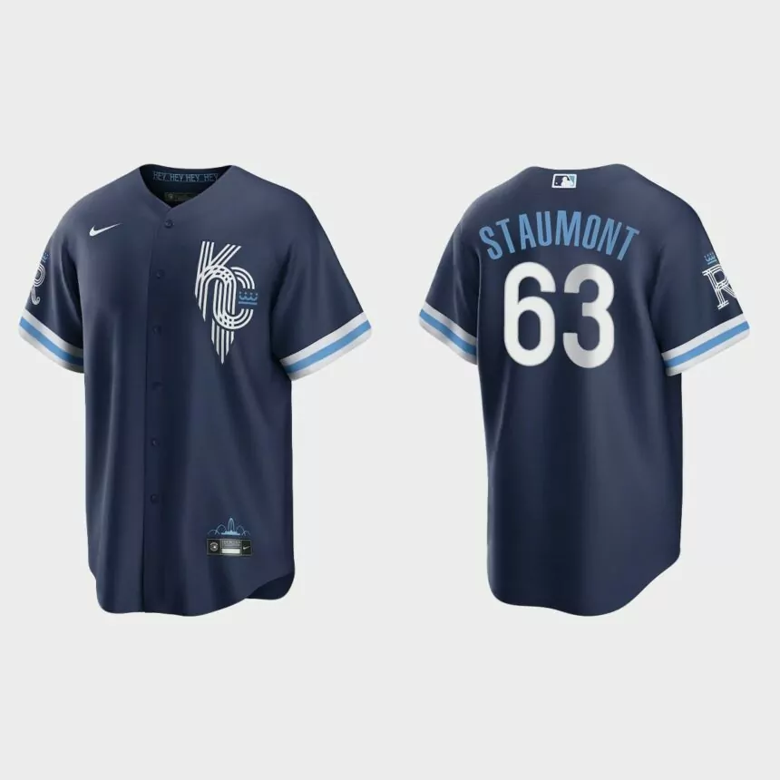 Kansas City Royals Josh Staumont 2022 City Connect Replica Jersey – Navy