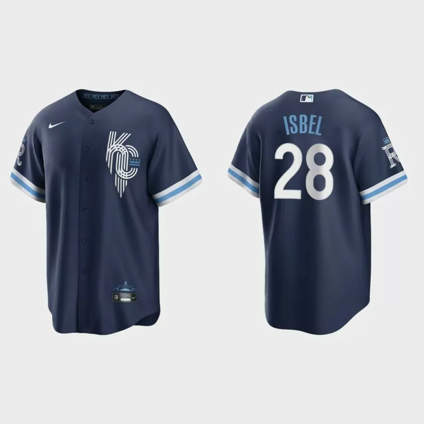 Kansas City Royals Kyle Isbel 2022 City Connect Replica Jersey – Navy