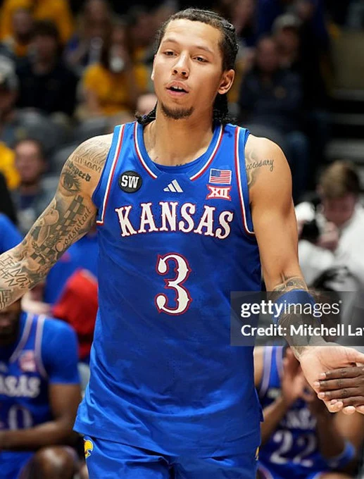 Kansas Jayhawks #3 Tre White 2025-26 Royal College Basketball Game Jersey 