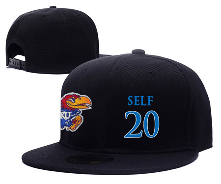 Kansas Jayhawks 20 Tyler Self Black College Basketball Adjustable Hat