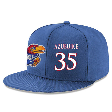 Kansas Jayhawks 35 Udoka Azubuike Blue Adjustable Hat