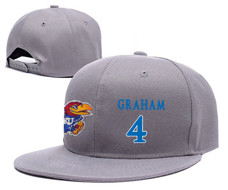 Kansas Jayhawks 4 Devonte' Graham Gray College Basketball Adjustable Hat