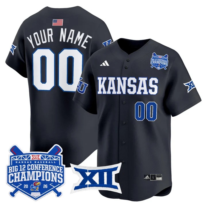 Kansas Jayhawks Baseball Big 12 Conference Champions 2026 Vapor Premier Limited Custom Jersey CHARCOAL