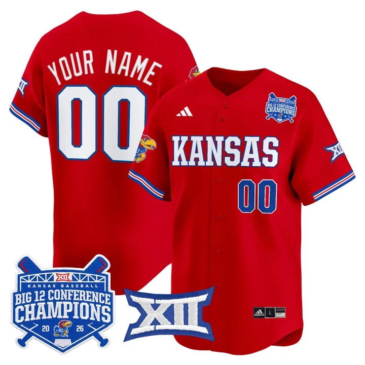 Kansas Jayhawks Baseball Big 12 Conference Champions 2026 Vapor Premier Limited Custom Jersey CRIMSON
