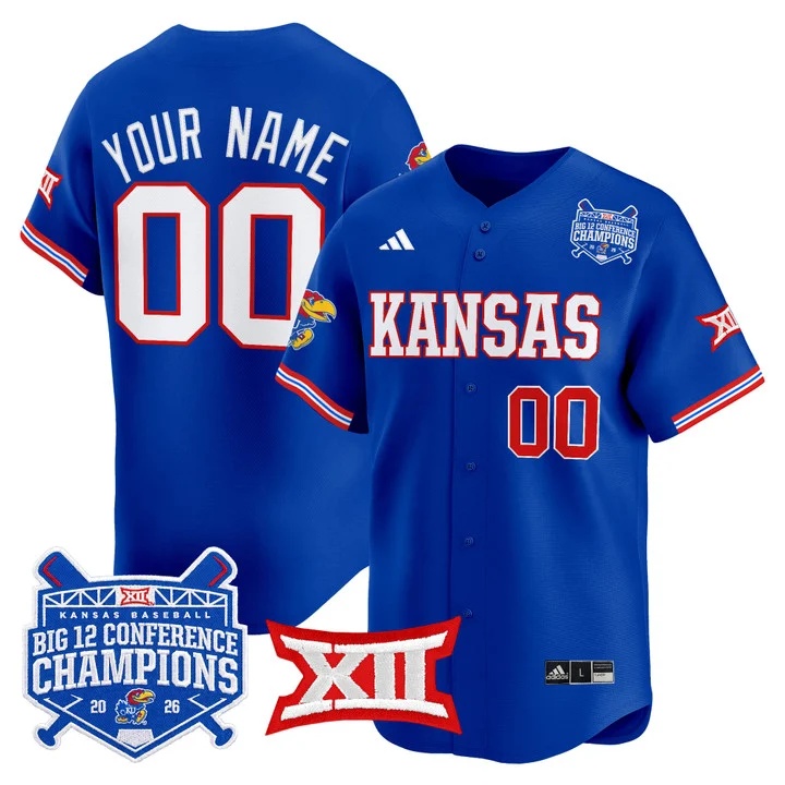 Kansas Jayhawks Baseball Big 12 Conference Champions 2026 Vapor Premier Limited Custom Jersey ROYAL