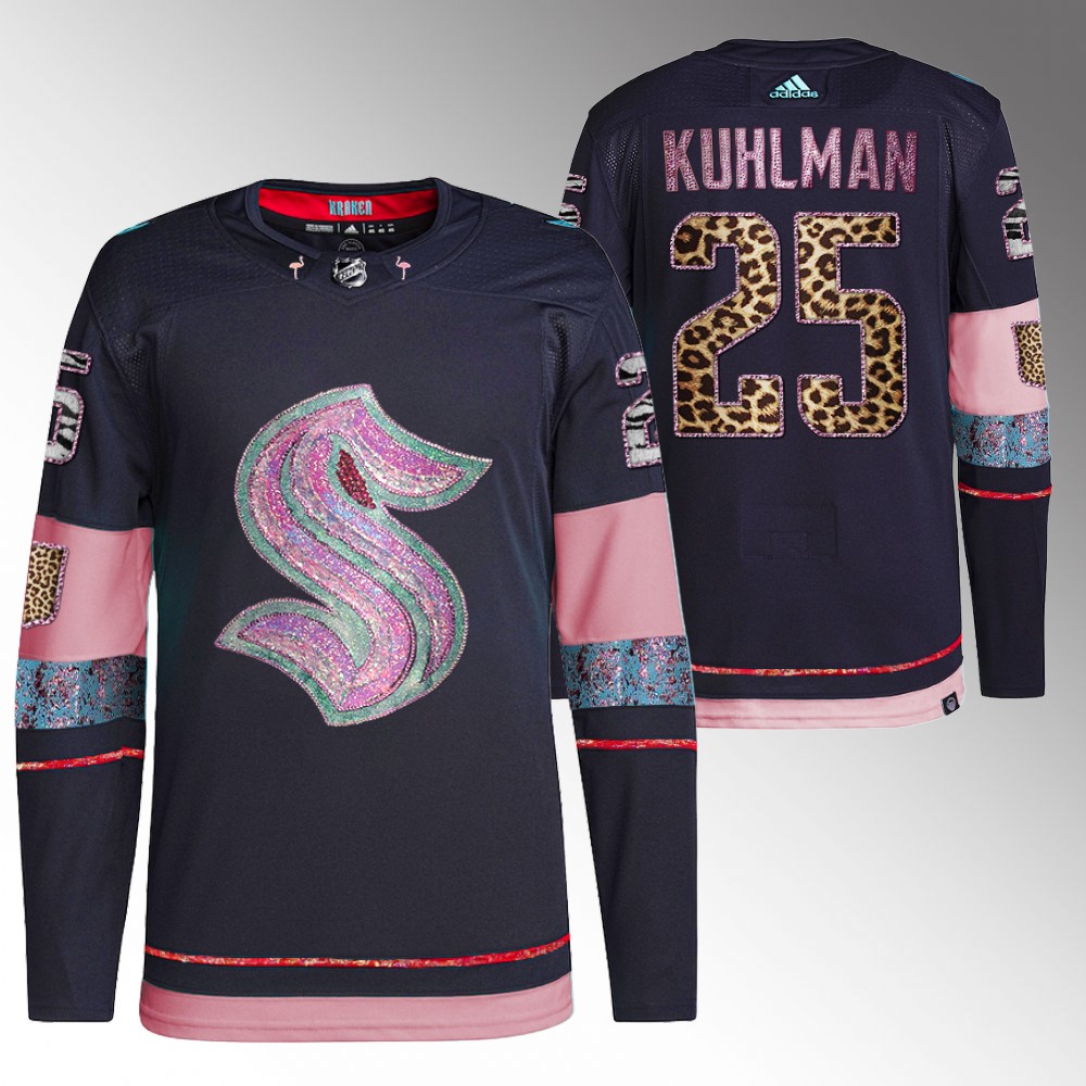 Karson Kuhlman Kraken MGK Leopard Print Jersey Navy Diamond Limited