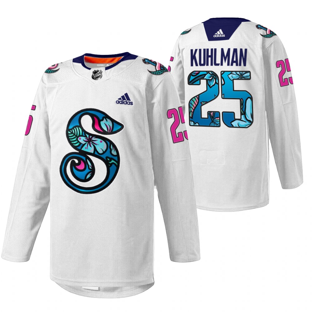 Karson Kuhlman Kraken Pride Night Jersey White Warmup