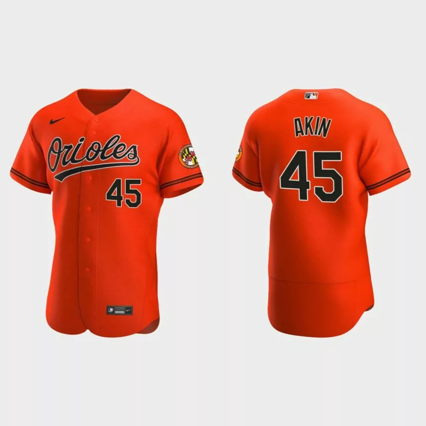 Keegan Akin #45 Baltimore Orioles Authentic Alternate Jersey – Orange