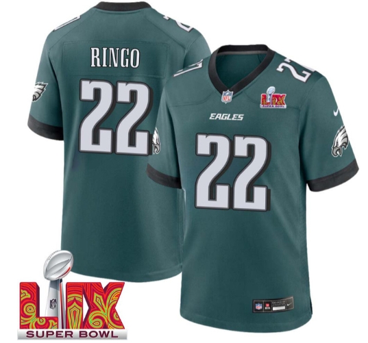 Kelee Ringo No 22 Men Super Bowl LIX Philadelphia Eagles Home Game 2025 Jersey- Replica