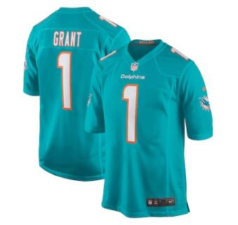 Kenneth Grant Miami Dolphins Nike 2025 NFL Draft First Round Pick Game Jersey - Aqua