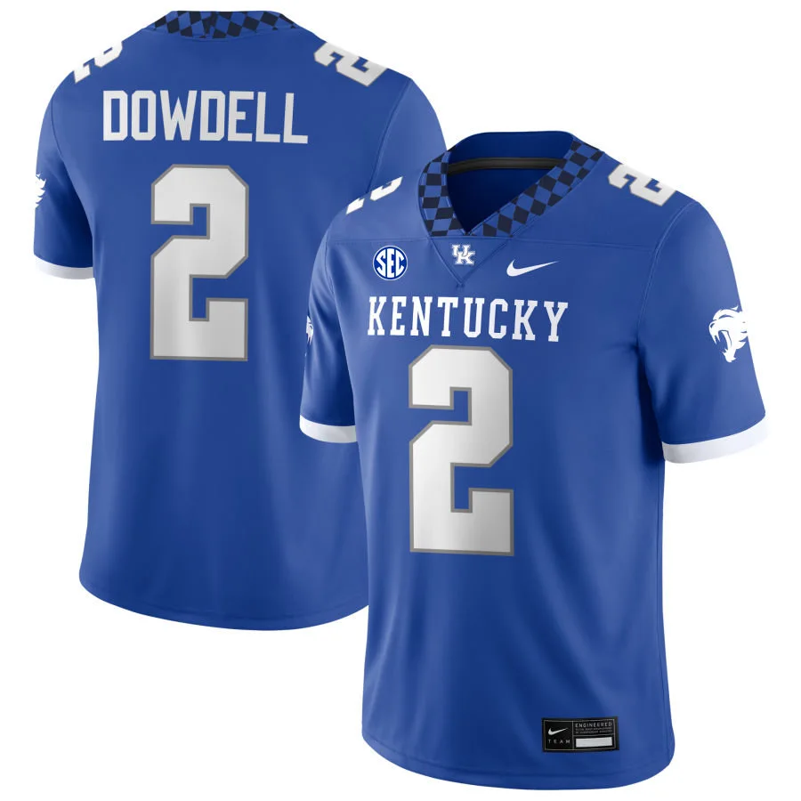 Kentucky Wildcats #2 Dante Dowdell 2025 Royal Football Game Jersey 