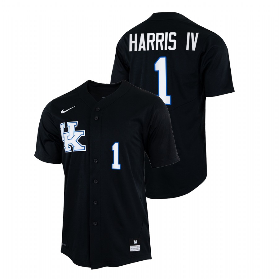 Kentucky Wildcats Daniel Harris IV Men Black College Baseball Jersey