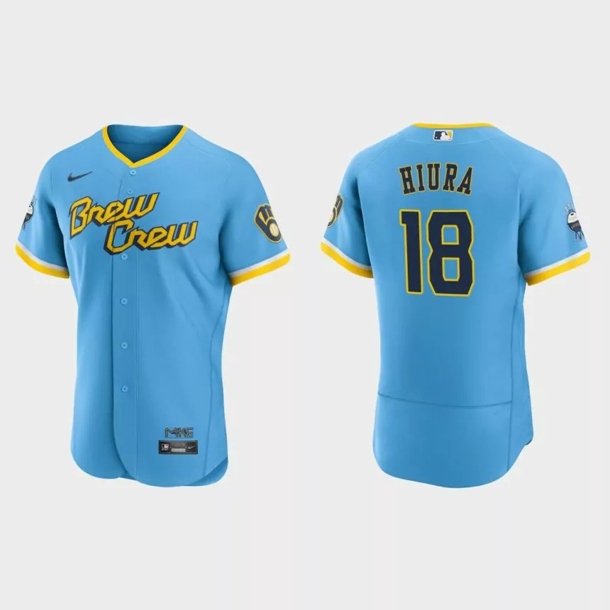 Keston Hiura Milwaukee Brewers 2022 City Connect Authentic Jersey – Powder Blue