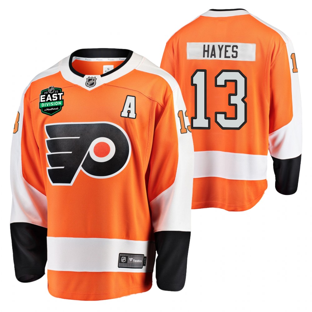 Kevin Hayes Flyers 2021 East Division Patch Jersey Orange Home