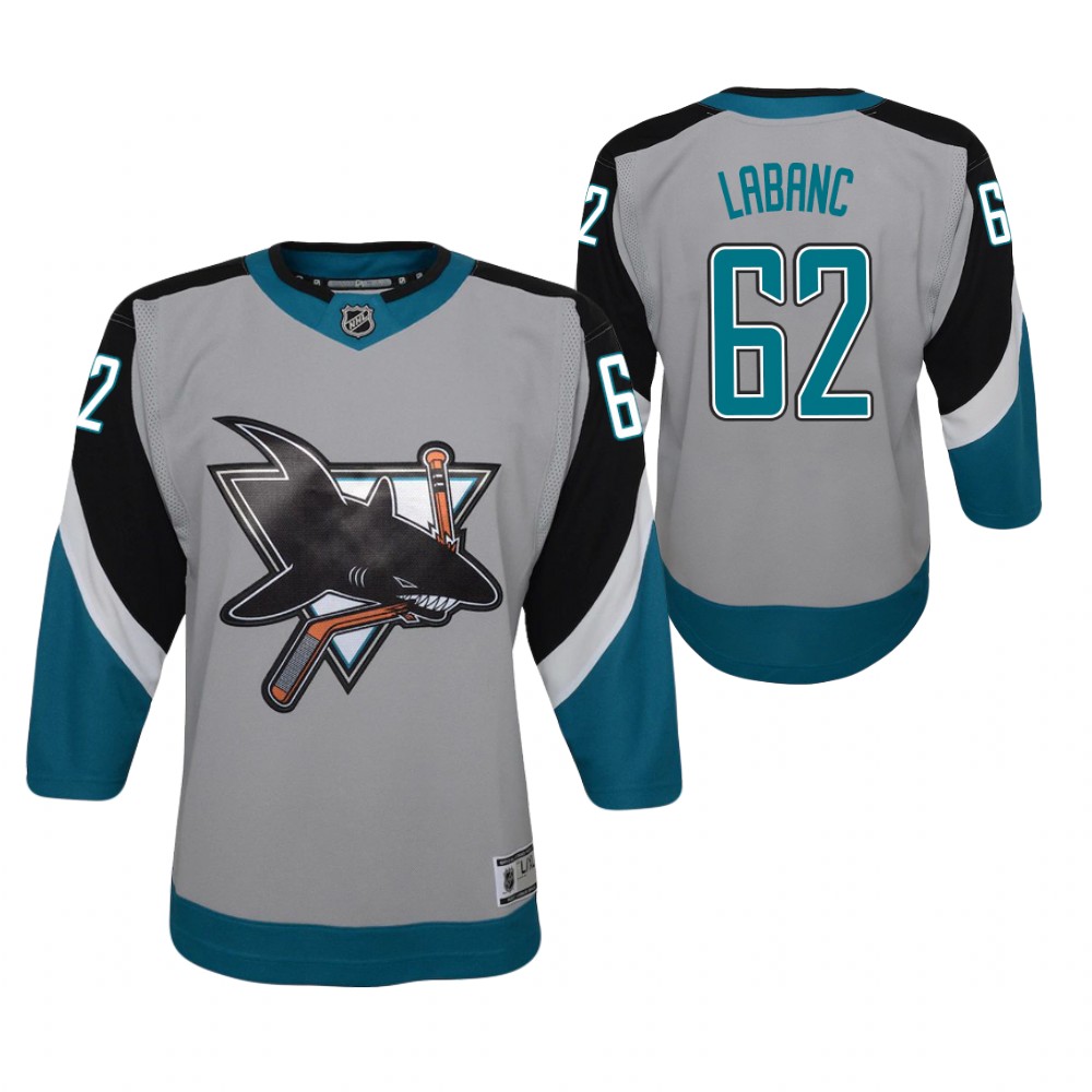 Kevin Labanc San Jose Sharks 2021 Reverse Retro Gray Youth Jersey Replica