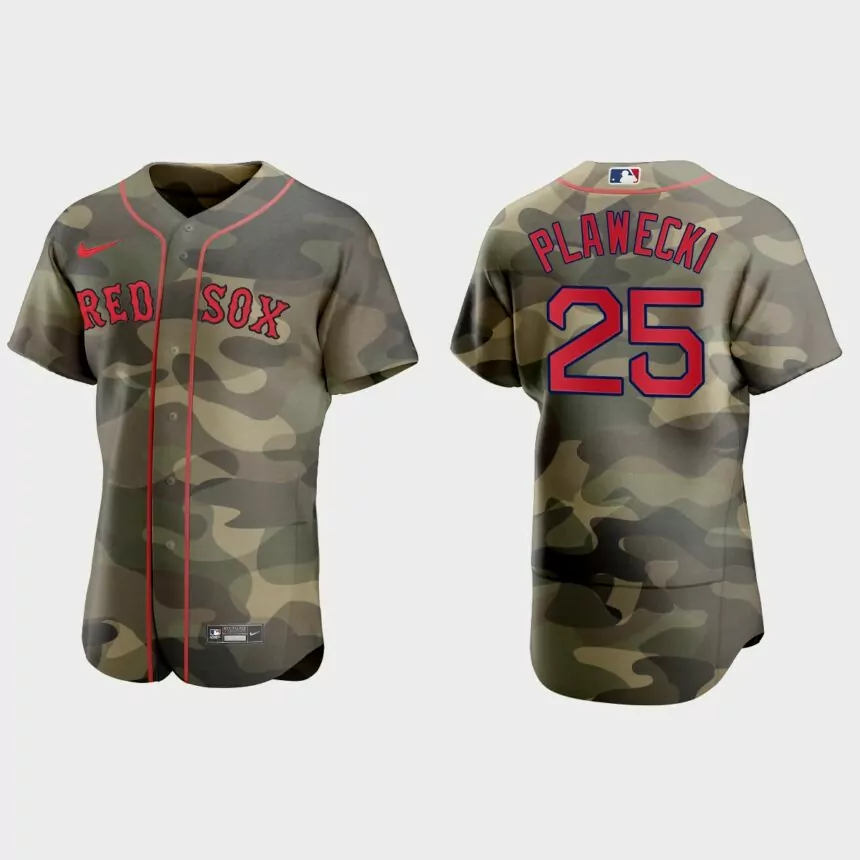 Kevin Plawecki Boston Red Sox 2021 National Armed Forces Day Authentic Jersey – Camo