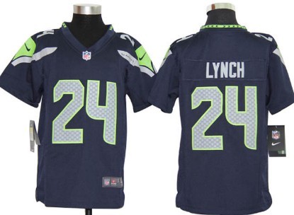 Kid's Seattle Seahawks Nike Game Jersey #24 Marshawn Lynch Navy Blue