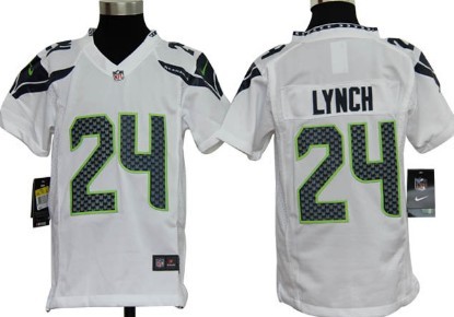 Kid's Seattle Seahawks Nike Game Jersey #24 Marshawn Lynch White