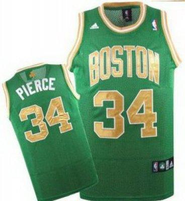 Kids Boston Celtics 34 Paul Pierce Green NBA Jerseys Gold Number