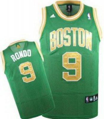 Kids Boston Celtics 9 Rajon Rondo Green NBA Jerseys Gold Number