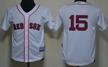 Kids Boston Red Sox 15 Dustin Pedroia White MLB Jerseys