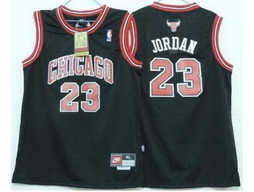 Kids Chicago Bulls 23 Michael Jordan Black NBA Jerseys