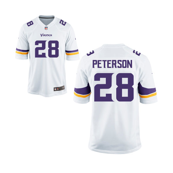 Kids Minnesota Vikings #28 Adrian Peterson White Nike NFL Game Jersey