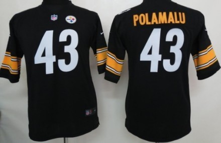 Kids Nike NFL Game Jersey Pittsburgh Steelers #43 Troy Polamalu Black