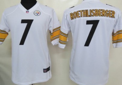 Kids Nike NFL Game Jersey Pittsburgh Steelers #7 Ben Roethlisberger White