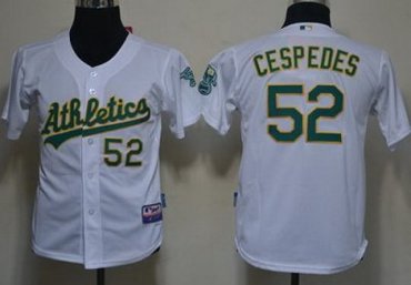 Kids Oakland Athletics 52 Yoenis Cespedes White MLB Jerseys
