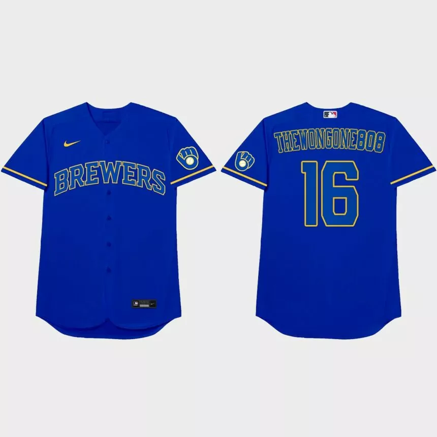 Kolten Wong Nickname Brewers 2021 Players’ Weekend Thewongone808 Jersey – Royal