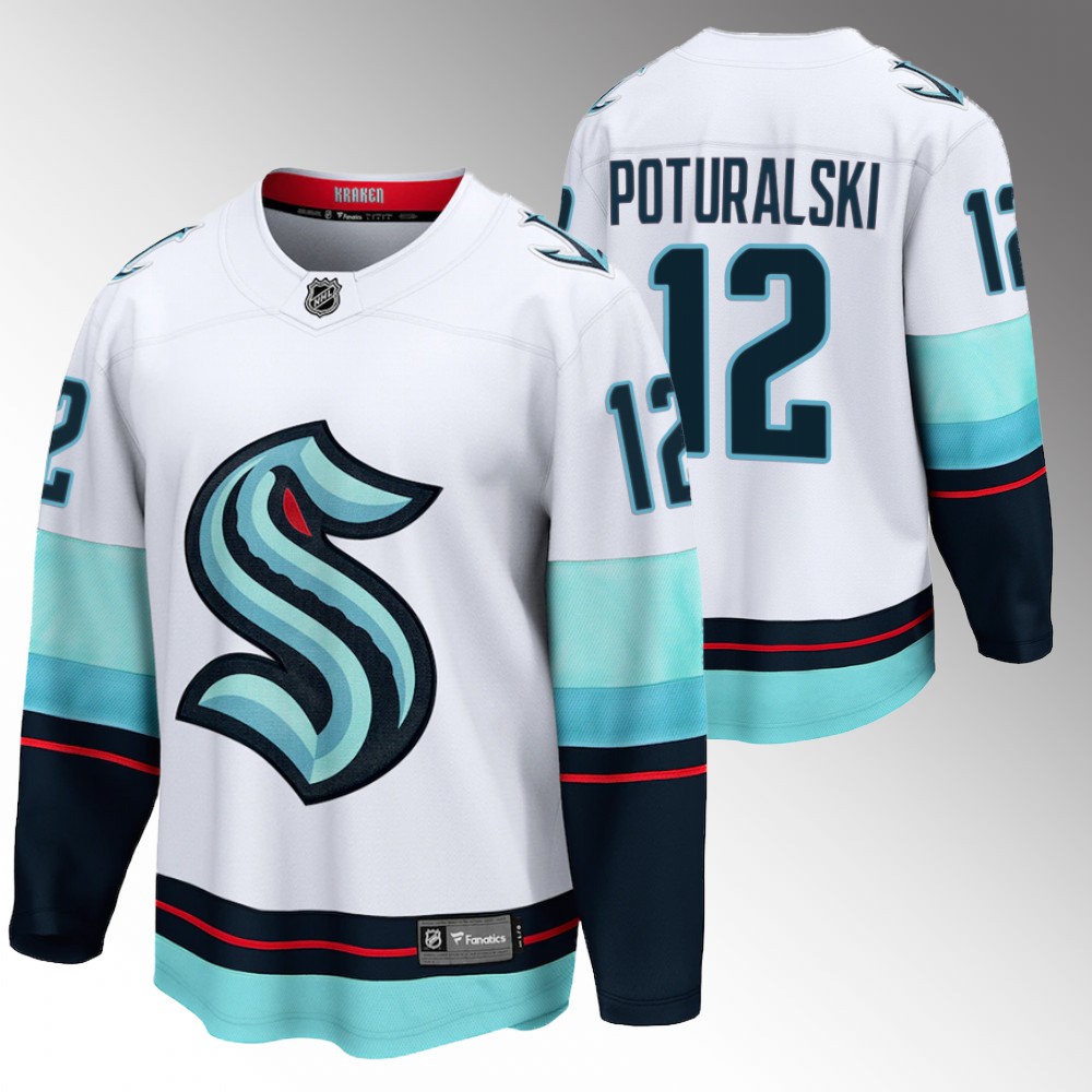 Kraken #12 Andrew Poturalski White Away Jersey