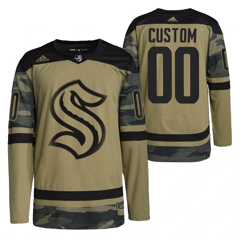 Kraken Custom 2021-22 Salute To Service Camo Military Jersey