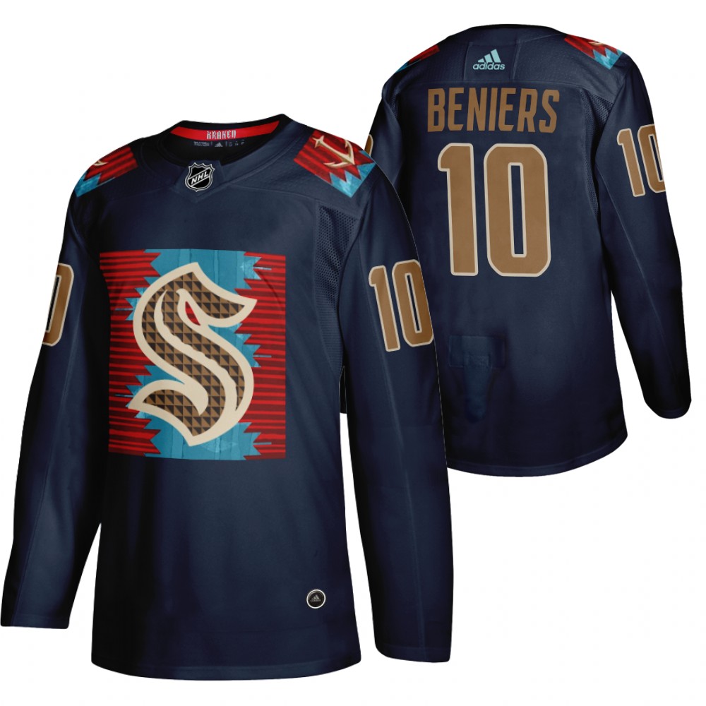 Kraken Matty Beniers Karuk Art-inspired Blue Indigenous Peoples Night Jersey