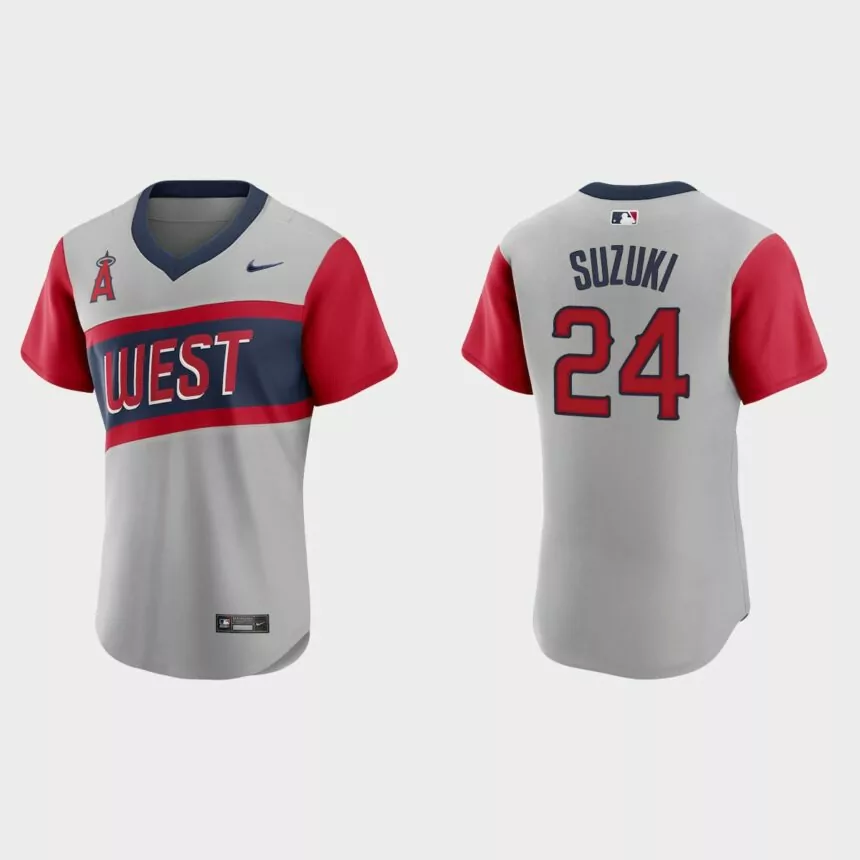 Kurt Suzuki Los Angeles Angels 2021 Little League Classic Road Authentic Jersey – Gray