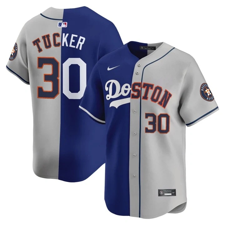 Kyle Tucker #30 Dodgers & Houston Astros Split Jersey 2