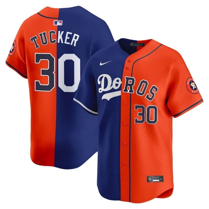 Kyle Tucker #30 Dodgers & Houston Astros Split Jersey