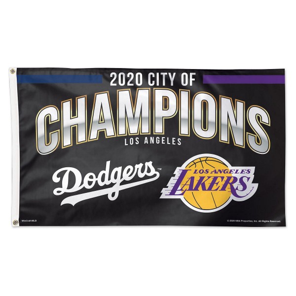 LA Dodgers and LA Lakers City of Champions Flag